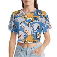 AILLOSA Racerback Tank Top Yuvarlak Yaka Kısa Kol YH-658 Kadın T-shirt