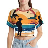 AILLOSA Racerback Tank Top Yuvarlak Yaka Kısa Kol YH-696 Kadın T-shirt