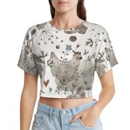 AILLOSA Racerback Tank Top Yuvarlak Yaka Kısa Kol YH-82 Kadın T-shirt