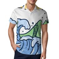 AILLOSA TH-100 3D Baskılı Desenli Kısa Kollu Polo Yaka Erkek T-shirt