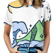AILLOSA TH-100 Tamamı Baskılı Kısa Kollu Yuvarlak Yaka Kadın T-shirt