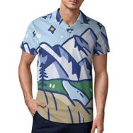 AILLOSA TH-101 3D Baskılı Desenli Kısa Kollu Polo Yaka Erkek T-shirt