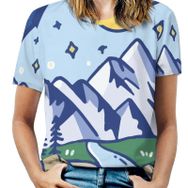 AILLOSA TH-101 Tamamı Baskılı Kısa Kollu Yuvarlak Yaka Kadın T-shirt