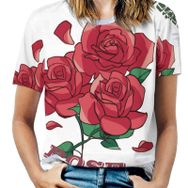 AILLOSA TH-103 Tamamı Baskılı Kısa Kollu Yuvarlak Yaka Kadın T-shirt