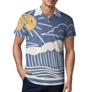 AILLOSA TH-109 3D Baskılı Desen Kısa Kollu Polo Yaka Erkek T-shirt