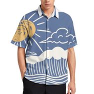 AILLOSA TH-109 Aloha Hawaii 3D Desen Kısa Kollu Erkek Gömlek