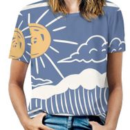 AILLOSA TH-109 Tamamı Baskılı Kısa Kollu Yuvarlak Yaka Kadın T-shirt