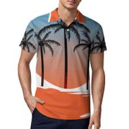 AILLOSA TH-111 3D Baskılı Desen Kısa Kollu Polo Yaka Erkek T-shirt
