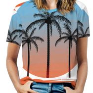 AILLOSA TH-111 Tamamı Baskılı Kısa Kollu Yuvarlak Yaka Kadın T-shirt