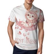 AILLOSA TH-113 3D Baskılı Desen Kısa Kollu Polo Yaka Erkek T-shirt