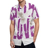AILLOSA TH-114 Aloha Hawaii 3D Desen Kısa Kollu Erkek Gömlek
