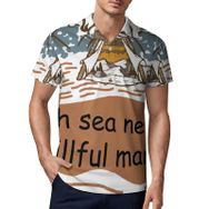 AILLOSA TH-115 3D Baskılı Desen Kısa Kollu Polo Yaka Erkek T-shirt