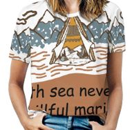AILLOSA TH-115 Tamamı Baskılı Kısa Kollu Yuvarlak Yaka Kadın T-shirt