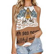 AILLOSA TH-115 Yuvarlak Yaka Kolsuz Kadın T-shirt