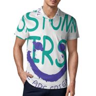 AILLOSA TH-119 3D Baskılı Desen Kısa Kollu Polo Yaka Erkek T-shirt