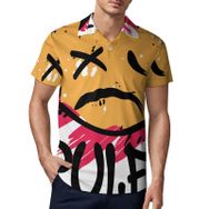 AILLOSA TH-125 3D Baskılı Desen Kısa Kollu Polo Yaka Erkek T-shirt