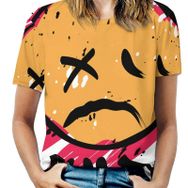 AILLOSA TH-125 Tamamı Baskılı Kısa Kollu Yuvarlak Yaka Kadın T-shirt