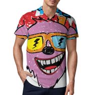 AILLOSA TH-126 3D Baskılı Desen Kısa Kollu Polo Yaka Erkek T-shirt