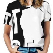 AILLOSA TH-127 Tamamı Baskılı Kısa Kollu Yuvarlak Yaka Kadın T-shirt