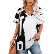 AILLOSA TH-127 Tamamı Baskılı V Yaka Kısa Kollu Kadın T-shirt