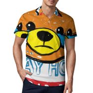 AILLOSA TH-129 3D Baskılı Desen Kısa Kollu Polo Yaka Erkek T-shirt