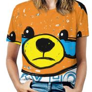 AILLOSA TH-129 Tamamı Baskılı Kısa Kollu Yuvarlak Yaka Kadın T-shirt