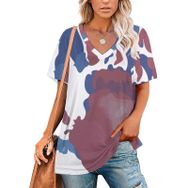 AILLOSA TH-13 Tamamı Baskılı V Yaka Kısa Kollu Kadın T-shirt