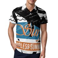 AILLOSA TH-130 3D Baskılı Desen Kısa Kollu Polo Yaka Erkek T-shirt