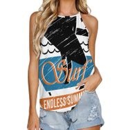 AILLOSA TH-130 Yuvarlak Yaka Kolsuz Kadın T-shirt