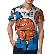 AILLOSA TH-131 3D Baskılı Desen Kısa Kollu Polo Yaka Erkek T-shirt