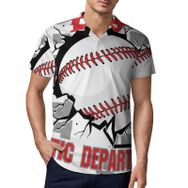 AILLOSA TH-133 3D Baskılı Desen Kısa Kollu Polo Yaka Erkek T-shirt