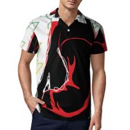 AILLOSA TH-134 3D Baskılı Desen Kısa Kollu Polo Yaka Erkek T-shirt