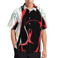 AILLOSA TH-134 Aloha Hawaii 3D Desen Kısa Kollu Erkek Gömlek