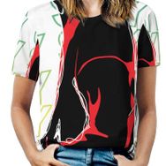 AILLOSA TH-134 Tamamı Baskılı Kısa Kollu Yuvarlak Yaka Kadın T-shirt