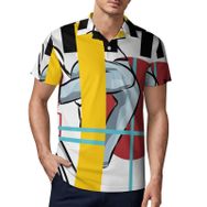 AILLOSA TH-135 3D Baskılı Desen Kısa Kollu Polo Yaka Erkek T-shirt