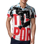 AILLOSA TH-136 3D Baskılı Desen Kısa Kollu Polo Yaka Erkek T-shirt