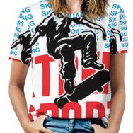 AILLOSA TH-136 Tamamı Baskılı Kısa Kollu Yuvarlak Yaka Kadın T-shirt