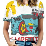 AILLOSA TH-137 Tamamı Baskılı Kısa Kollu Yuvarlak Yaka Kadın T-shirt