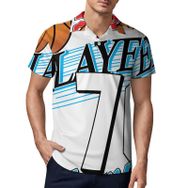 AILLOSA TH-138 3D Baskılı Desen Kısa Kollu Polo Yaka Erkek T-shirt