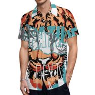 AILLOSA TH-139 Aloha Hawaii 3D Desen Kısa Kollu Erkek Gömlek