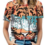 AILLOSA TH-139 Tamamı Baskılı Kısa Kollu Yuvarlak Yaka Kadın T-shirt