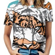 AILLOSA TH-140 Tamamı Baskılı Kısa Kollu Yuvarlak Yaka Kadın T-shirt