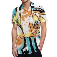 AILLOSA TH-141 Aloha Hawaii 3D Desen Kısa Kollu Erkek Gömlek