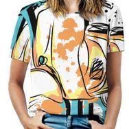 AILLOSA TH-141 Tamamı Baskılı Kısa Kollu Yuvarlak Yaka Kadın T-shirt