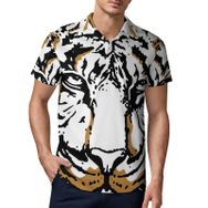 AILLOSA TH-142 3D Baskılı Desen Kısa Kollu Polo Yaka Erkek T-shirt