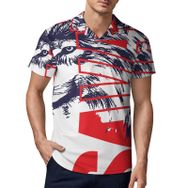 AILLOSA TH-143 3D Baskılı Desen Kısa Kollu Polo Yaka Erkek T-shirt