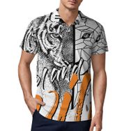 AILLOSA TH-144 3D Baskılı Desen Kısa Kollu Polo Yaka Erkek T-shirt
