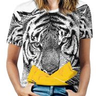 AILLOSA TH-145 Tamamı Baskılı Kısa Kollu Yuvarlak Yaka Kadın T-shirt