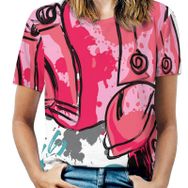 AILLOSA TH-147 Tamamı Baskılı Kısa Kollu Yuvarlak Yaka Kadın T-shirt