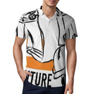 AILLOSA TH-148 3D Baskılı Desen Kısa Kollu Polo Yaka Erkek T-shirt